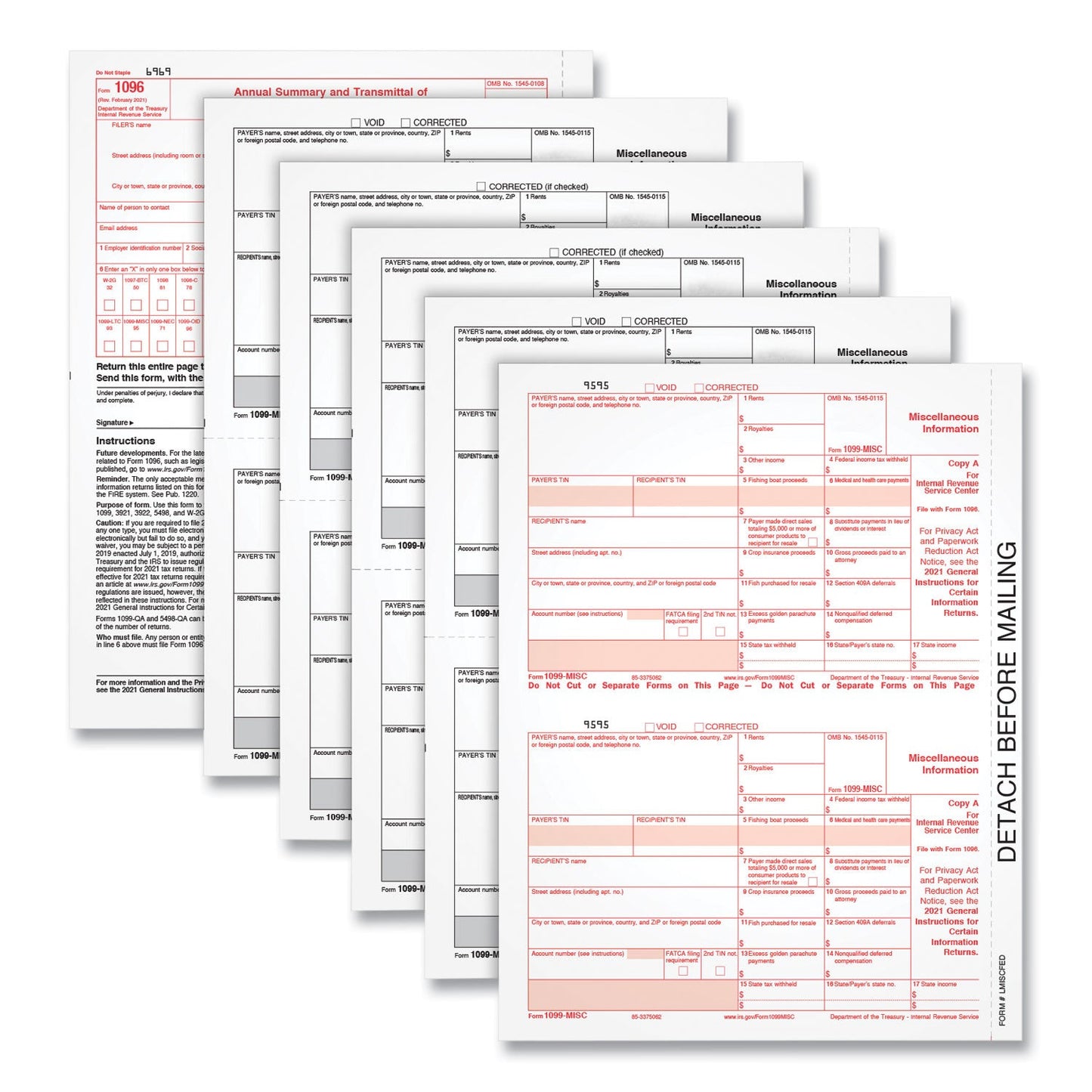 TOPS Five-Part 1099-MISC Tax Forms, 8.5 x 11, 2/Page, 50/Pack