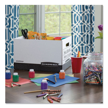 Bankers Box R-KIVE Heavy-Duty Storage Boxes, Letter/Legal Files, 12.75" x 16.5" x 10.38", White/Black, 12/Carton