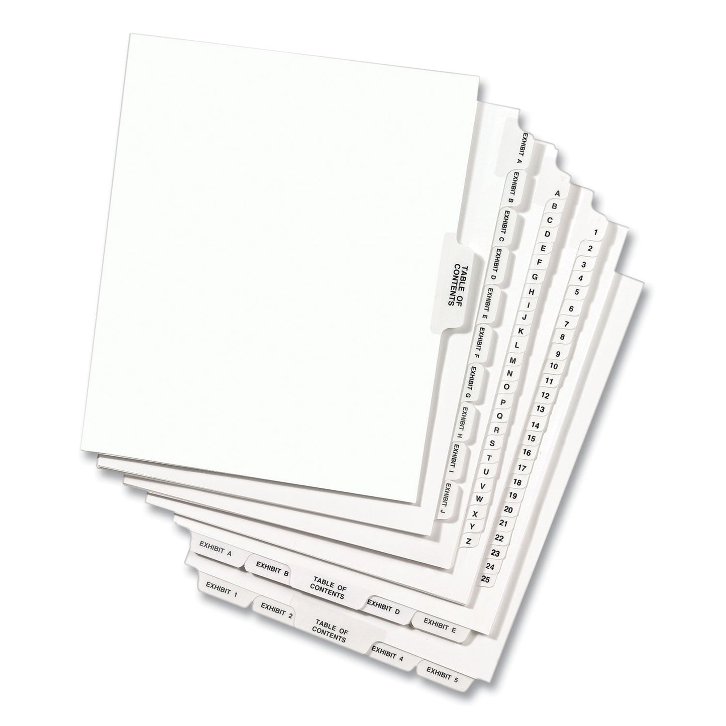 Avery Preprinted Legal Exhibit Side Tab Index Dividers, Avery Style, 10-Tab, 83, 11 x 8.5, White, 25/Pack, (1083)