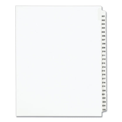 Avery Preprinted Legal Exhibit Side Tab Index Dividers, Avery Style, 25-Tab, 201 to 225, 11 x 8.5, White, 1 Set, (1338)