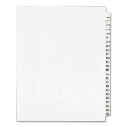 Avery Preprinted Legal Exhibit Side Tab Index Dividers, Avery Style, 25-Tab, 276 to 300, 11 x 8.5, White, 1 Set, (1341)