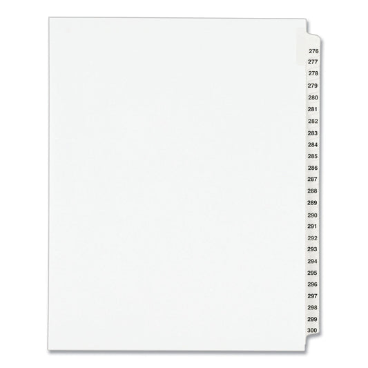 Avery Preprinted Legal Exhibit Side Tab Index Dividers, Avery Style, 25-Tab, 276 to 300, 11 x 8.5, White, 1 Set, (1341)