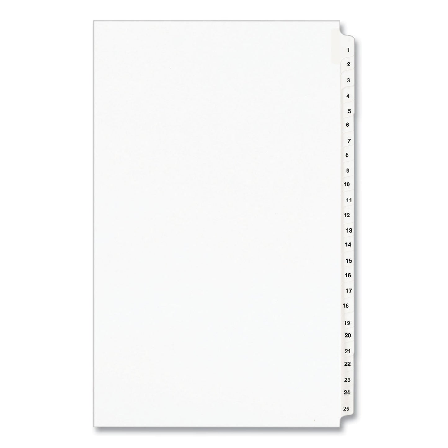 Avery Preprinted Legal Exhibit Side Tab Index Dividers, Avery Style, 25-Tab, 1 to 25, 14 x 8.5, White, 1 Set, (1430)