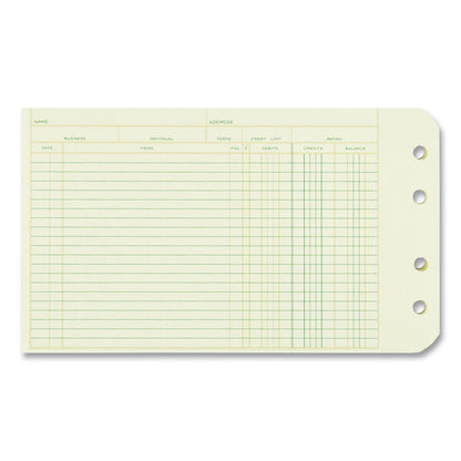 National Four-Ring Binder Refill Sheets, 5 x 8.5, Green, 100/Pack