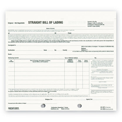 Rediform Bill of Lading Short Form, Three-Part Carbonless, 7 x 8.5, 1/Page, 250 Forms