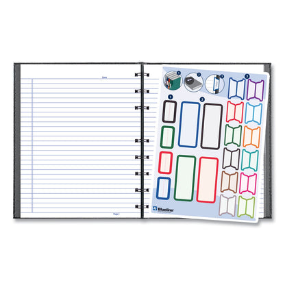 Blueline NotePro Notebook, 1 Subject, Narrow Rule, Black Cover, 9.25 x 7.25, 75 Sheets