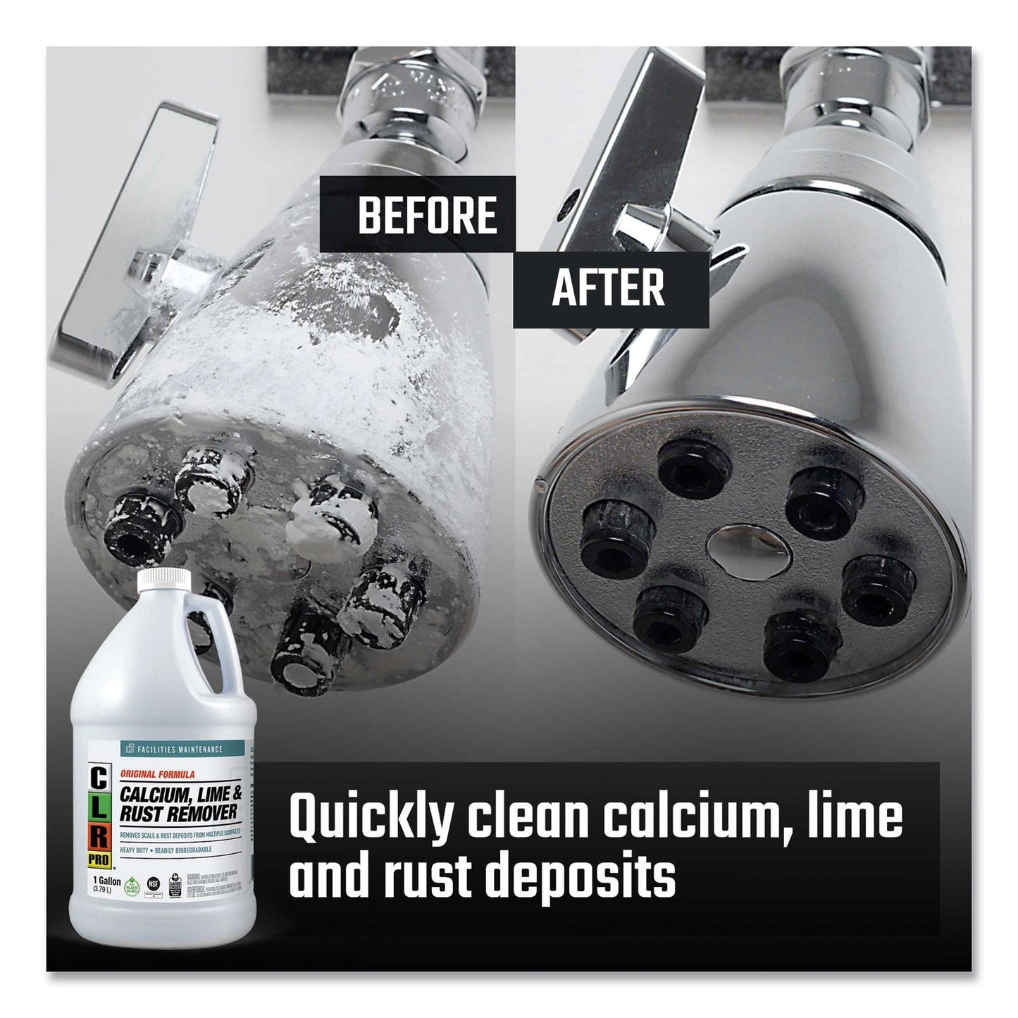 CLR PRO Calcium, Lime and Rust Remover, 1 gal Bottle, 4/Carton
