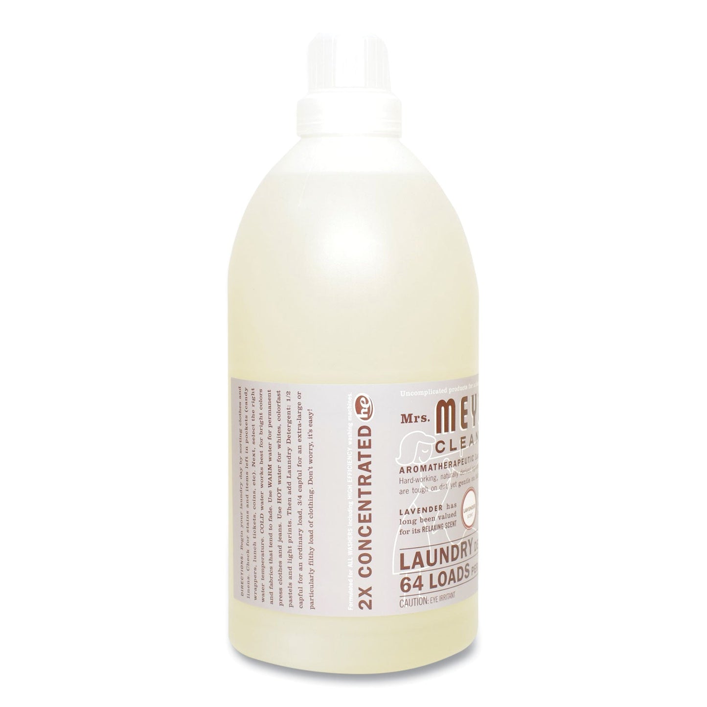 Mrs. Meyer's Liquid Laundry Detergent, Lavender Scent, 64 oz Bottle, 6/Carton