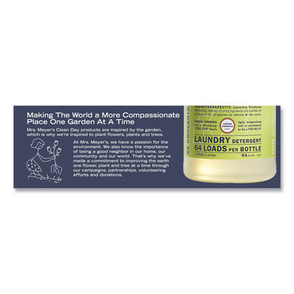 Mrs. Meyer's Liquid Laundry Detergent, Lemon Verbena Scent, 64 oz Bottle, 6/Carton