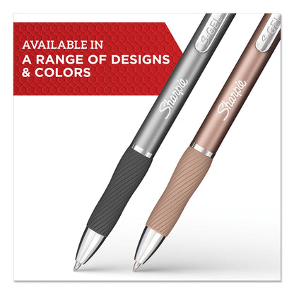Sharpie S-Gel Premium Metal Barrel Gel Pen, Retractable, Medium 0.7 mm, Black Ink, Champagne Barrel, Dozen