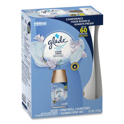Glade Automatic Spray Starter Kit, Spray Unit and Refill, White/Gold, Clean Linen