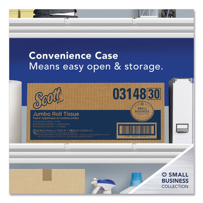 Scott Essential JRT Jumbo Roll Bathroom Tissue, Septic Safe, 2-Ply, White, 3.55" x 1,000 ft, 4 Rolls/Carton