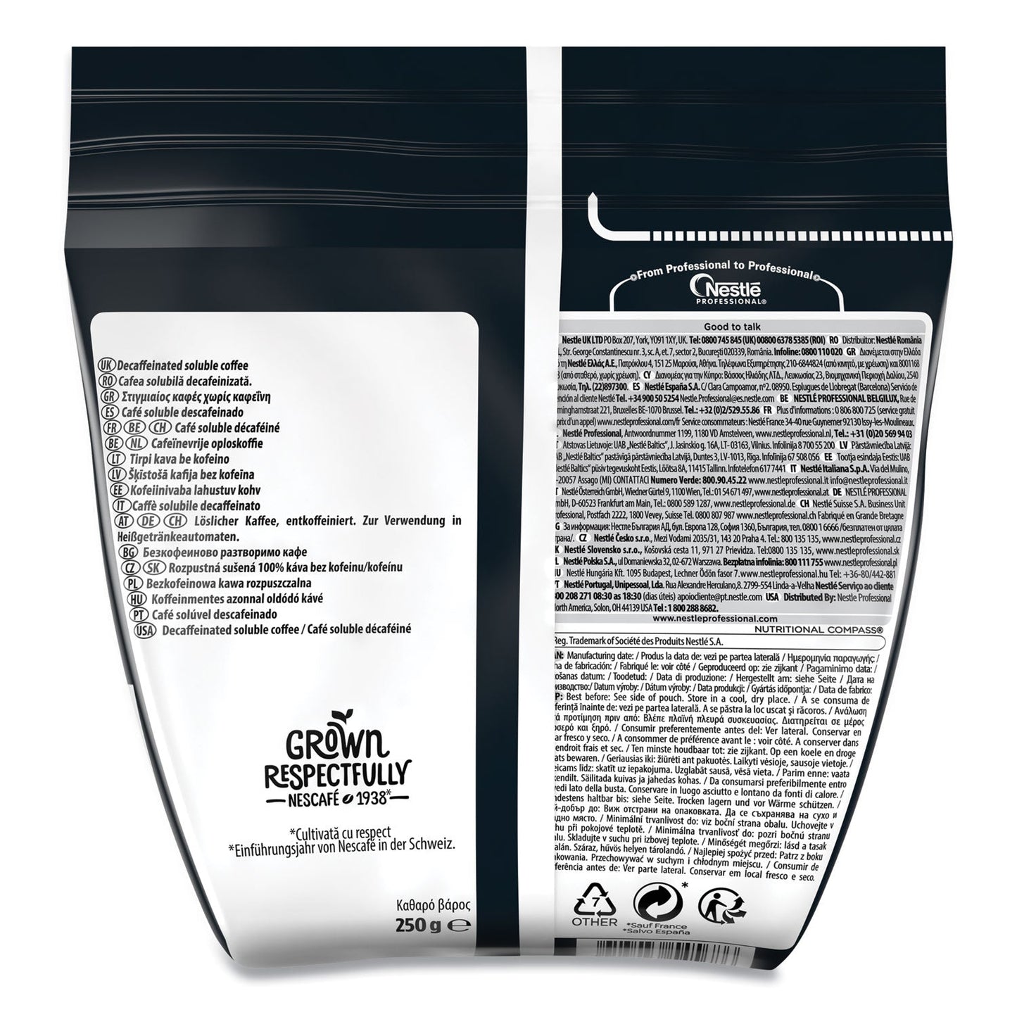 Nescafé Milano Decaffeinated Blend Coffee, Arabica and Robusta Blend, 8.82 oz Bag