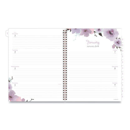Cambridge Mina Weekly/Monthly Planner, Main Floral Artwork, 11 x 8.5, White/Violet/Peach Cover, 12-Month (Jan to Dec): 2023