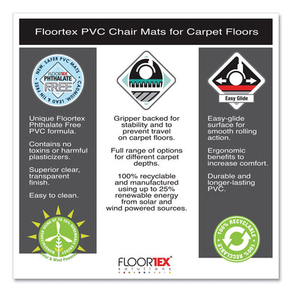 Floortex Cleartex Advantagemat Phthalate Free PVC Chair Mat for Low Pile Carpet, 60 x 48, Clear