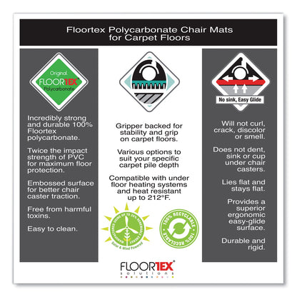 Floortex Cleartex Ultimat XXL Polycarbonate Chair Mat for Hard Floors, 60 x 79, Clear