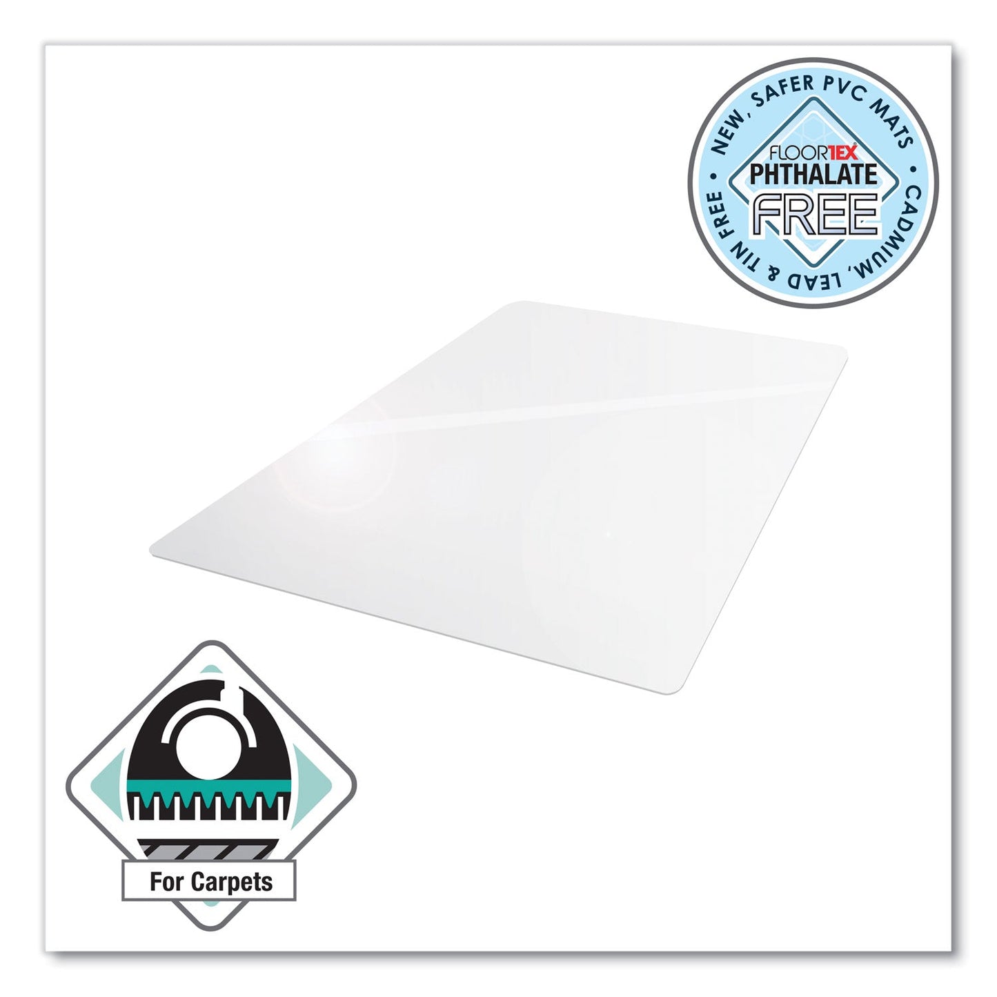 Floortex Cleartex Advantagemat Phthalate Free PVC Chair Mat for Low Pile Carpet, 60 x 48, Clear