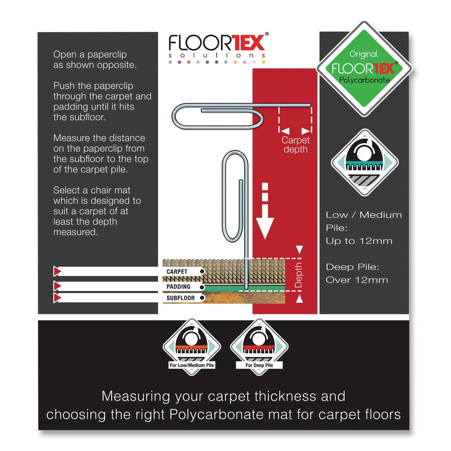 Floortex Cleartex Ultimat XXL Polycarb Square Office Mat for Carpets, 59 x 79, Clear