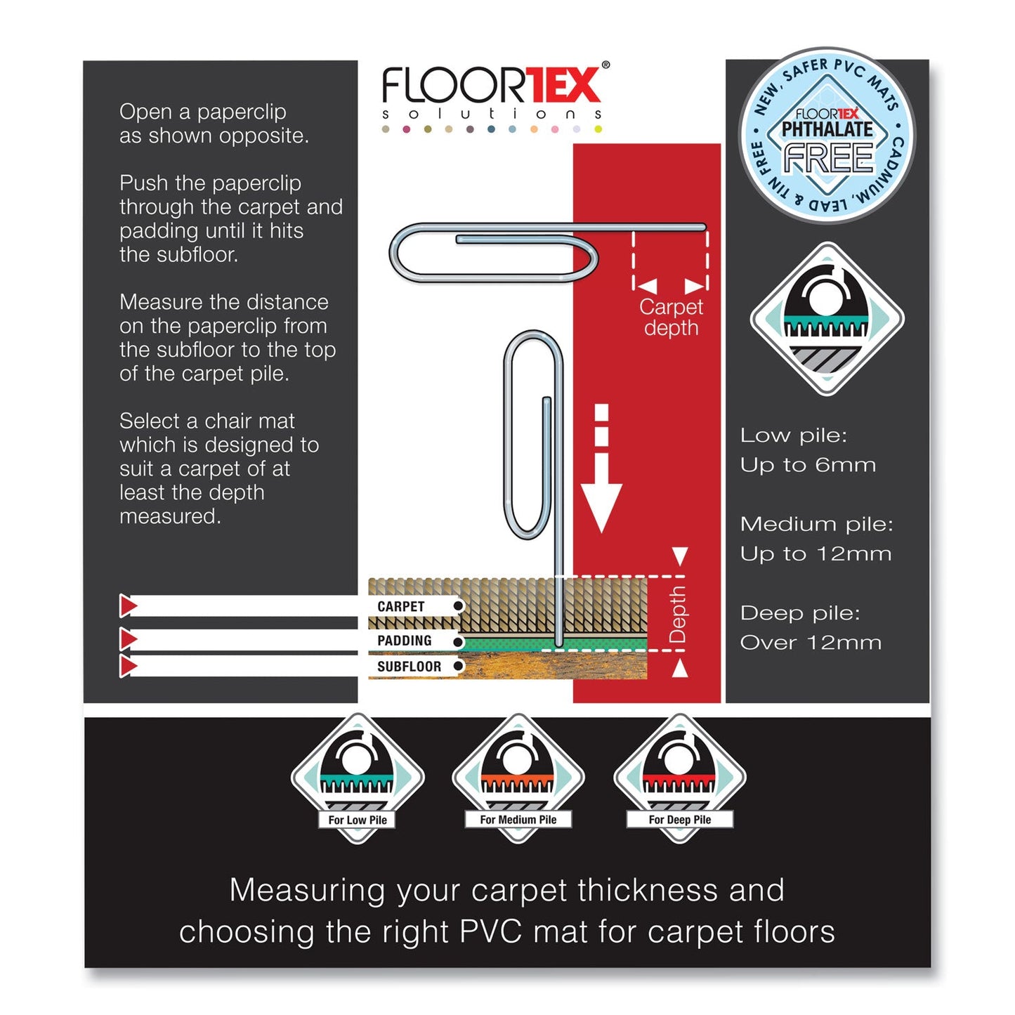 Floortex Cleartex Advantagemat Phthalate Free PVC Chair Mat for Low Pile Carpet, 60 x 48, Clear