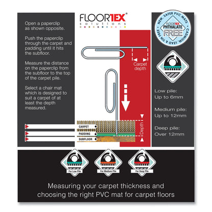 Floortex Cleartex Advantagemat Phthalate Free PVC Chair Mat for Low Pile Carpet, 60 x 48, Clear
