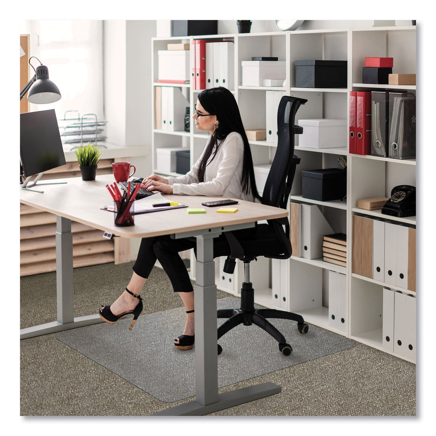 Floortex Cleartex Ultimat Polycarbonate Chair Mat for Low/Medium Pile Carpet, 48 x 53, Clear