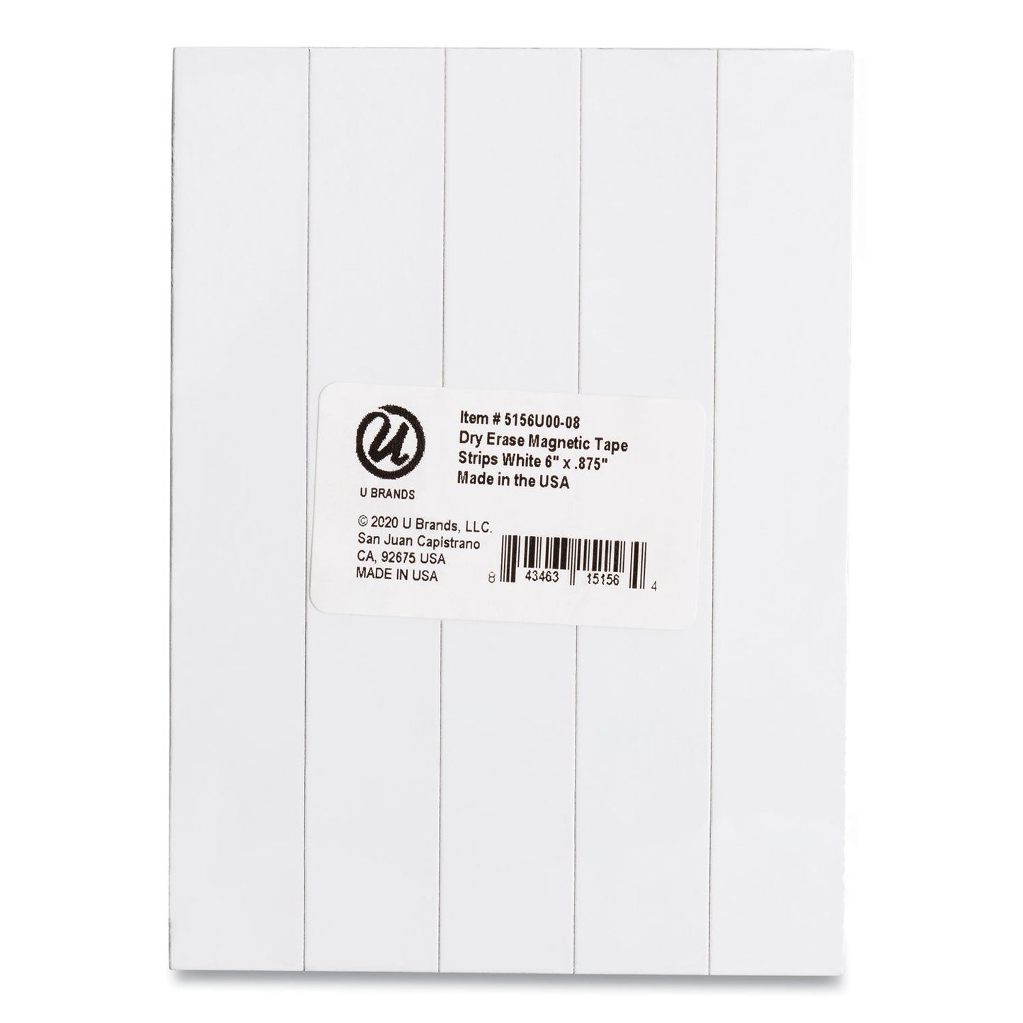 U Brands Dry Erase Magnetic Tape Strips, 6" x 0.88", White, 25/Pack