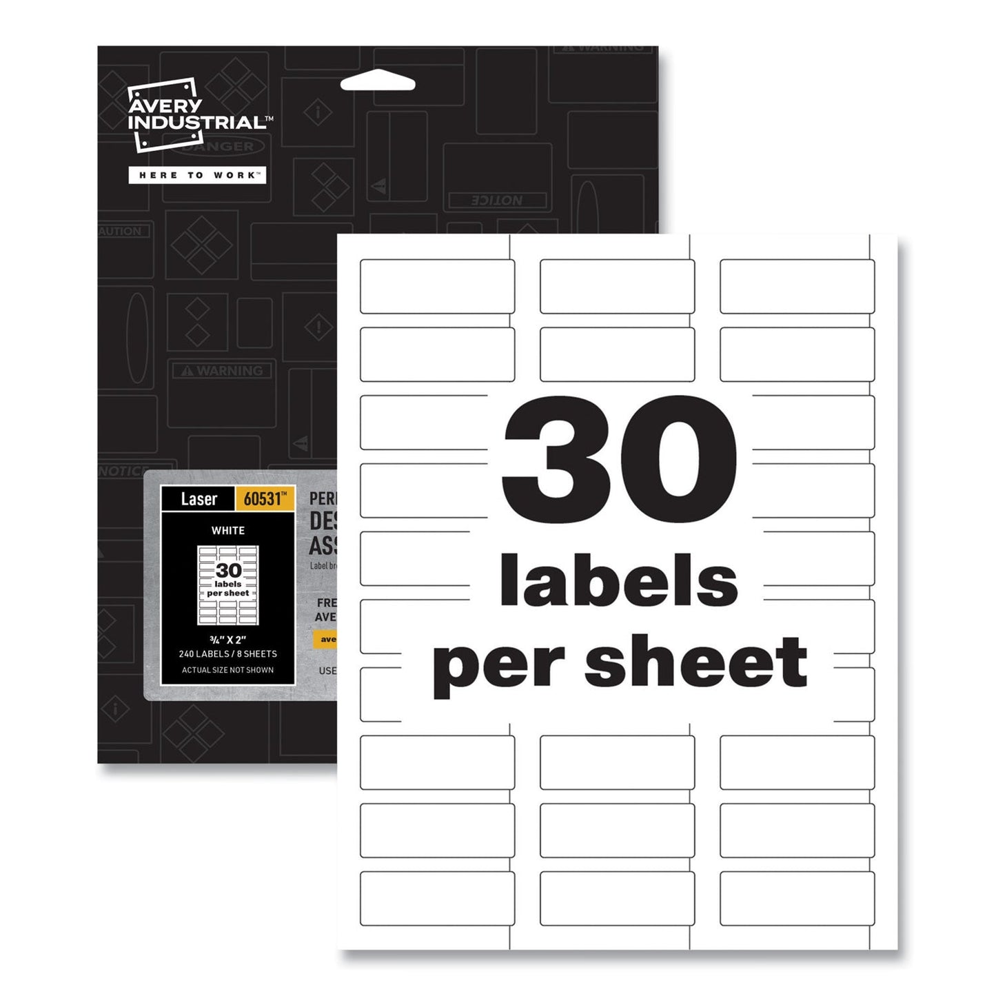 Avery PermaTrack Destructible Asset Tag Labels, Laser Printers, 0.75 x 2, White, 30/Sheet, 8 Sheets/Pack