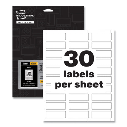 Avery PermaTrack Destructible Asset Tag Labels, Laser Printers, 0.75 x 2, White, 30/Sheet, 8 Sheets/Pack