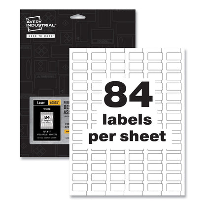Avery PermaTrack Destructible Asset Tag Labels, Laser Printers, 0.5 x 1, White, 84/Sheet, 8 Sheets/Pack