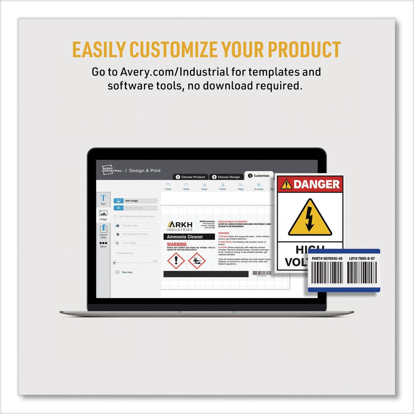 Avery PermaTrack Tamper-Evident Asset Tag Labels, Laser Printers, 2 x 3.75, White, 8/Sheet, 8 Sheets/Pack