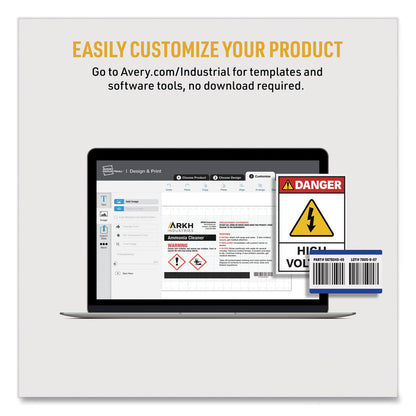 Avery PermaTrack Destructible Asset Tag Labels, Laser Printers, 2 x 3.75, White, 8/Sheet, 8 Sheets/Pack