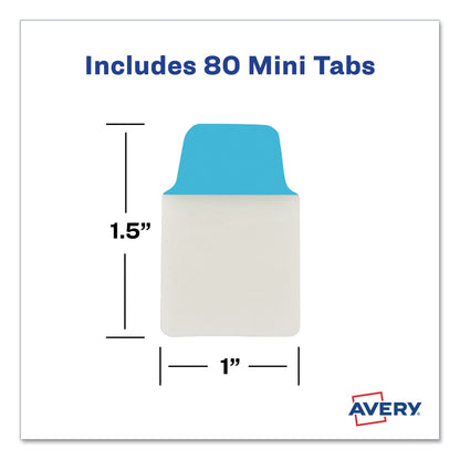 Avery Ultra Tabs Repositionable Tabs, Mini Tabs: 1" x 1.5", 1/5-Cut, Assorted Colors, 80/Pack