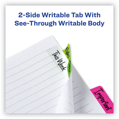 Avery Ultra Tabs Repositionable Tabs, Margin Tabs: 2.5" x 1", 1/5-Cut, Assorted Neon Colors, 24/Pack