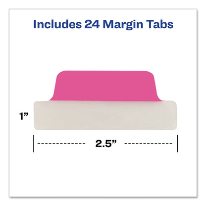 Avery Ultra Tabs Repositionable Tabs, Margin Tabs: 2.5" x 1", 1/5-Cut, Assorted Neon Colors, 24/Pack