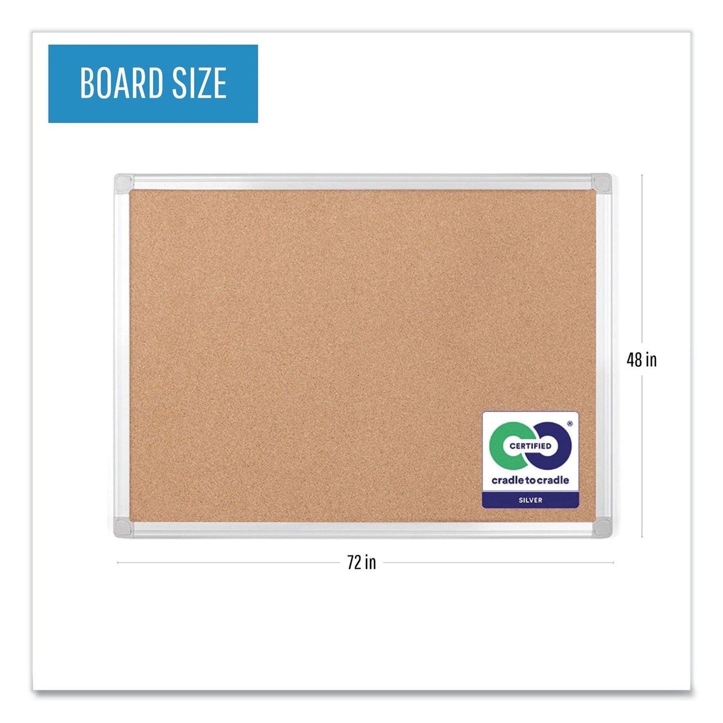 MasterVision Earth Cork Board, 48 x 72, Aluminum Frame