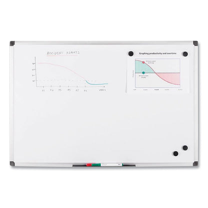 MasterVision Value Lacquered Steel Magnetic Dry Erase Board, 48 x 96, White, Aluminum Frame