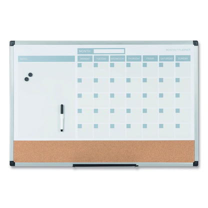 MasterVision 3-in-1 Calendar Planner Dry Erase Board, 24 x 18, Aluminum Frame