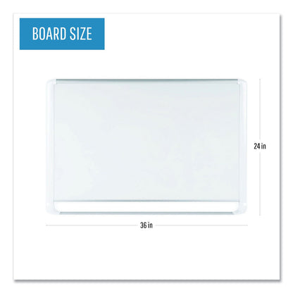 MasterVision Lacquered steel magnetic dry erase board, 24 x 36, Silver/White