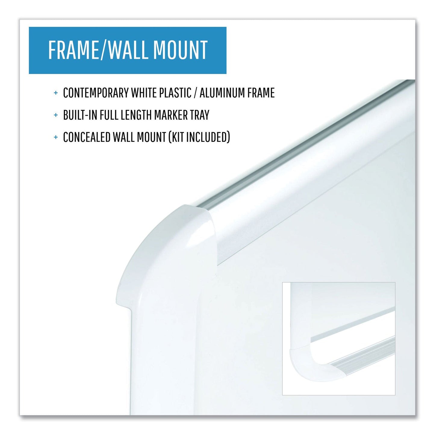 MasterVision Lacquered steel magnetic dry erase board, 24 x 36, Silver/White