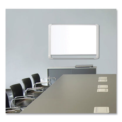 MasterVision Lacquered steel magnetic dry erase board, 48 x 96, Silver/White