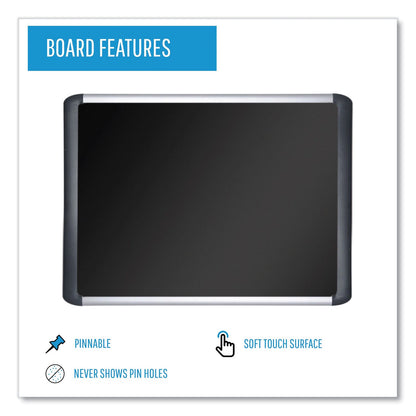 MasterVision Black fabric bulletin board, 96 x 48, Silver/Black