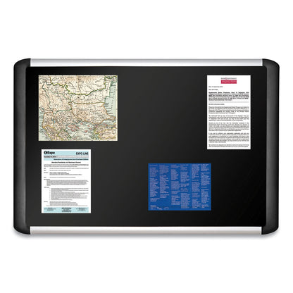 MasterVision Black fabric bulletin board, 48 x 72, Silver/Black
