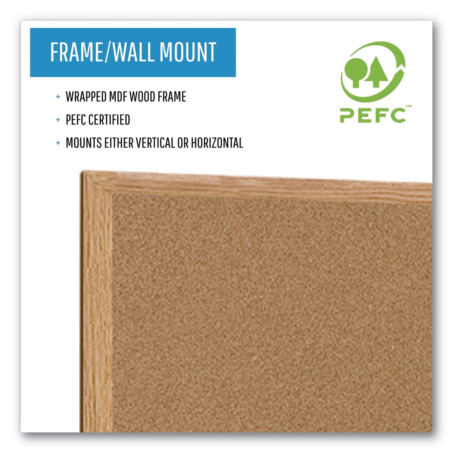 MasterVision Earth Cork Board, 24 x 36, Wood Frame