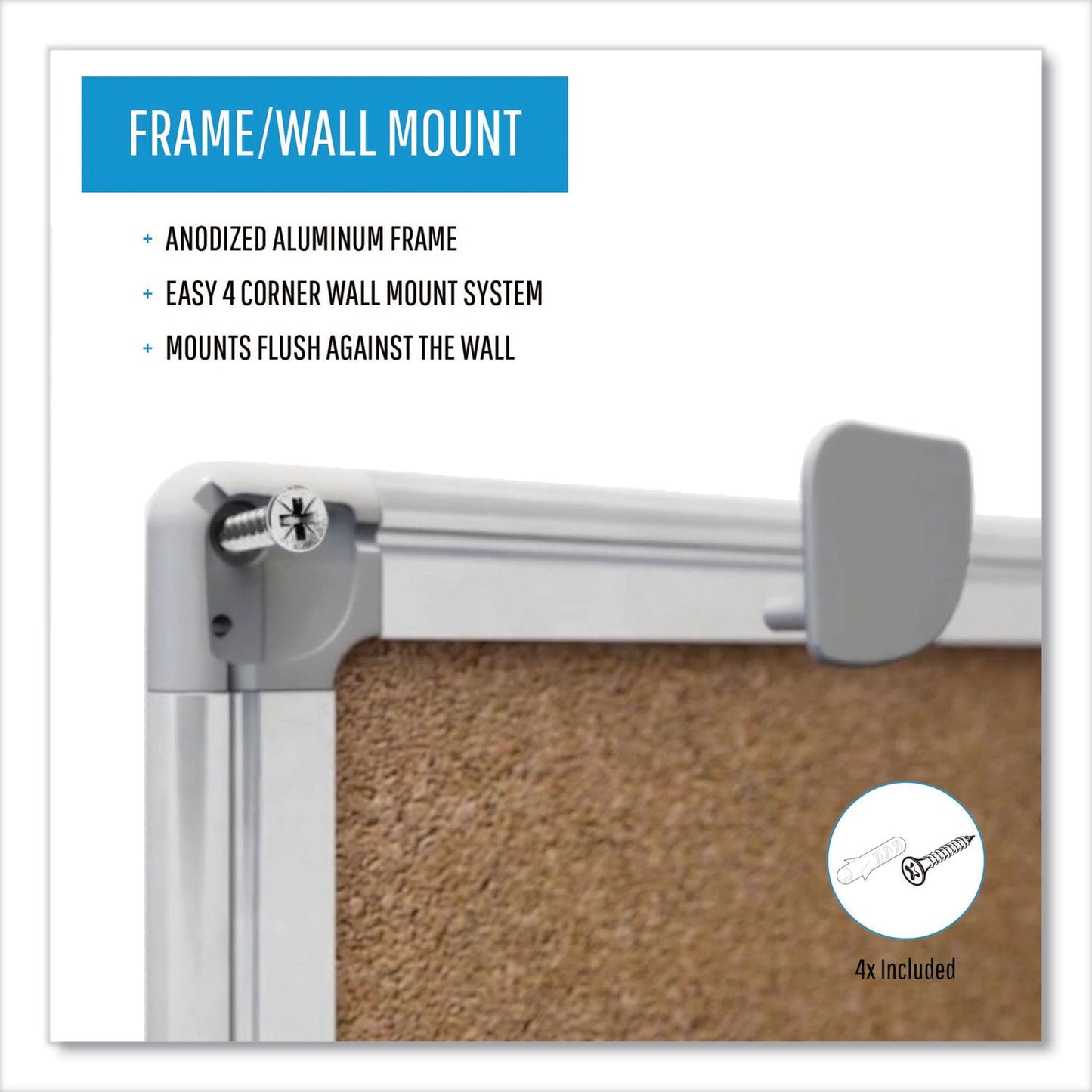 MasterVision Earth Cork Board, 18x24, Aluminum Frame