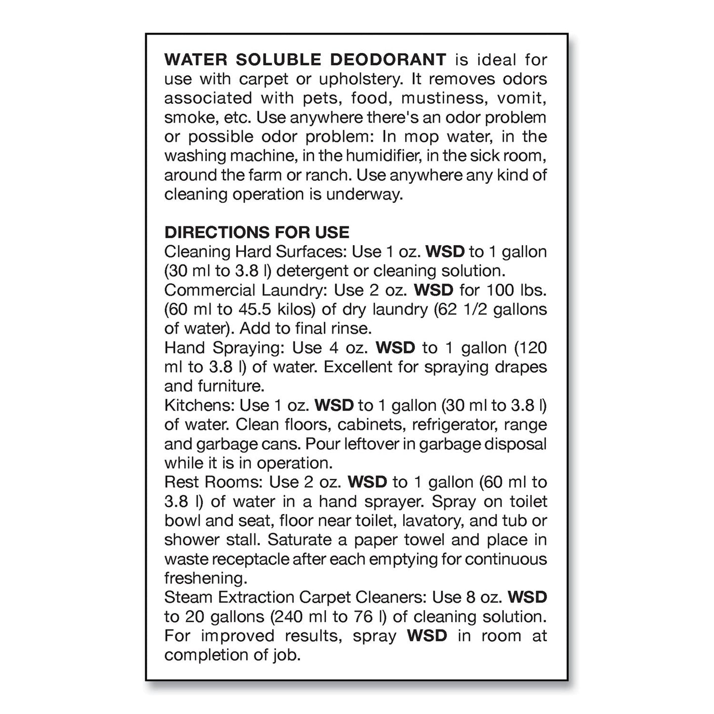 Big D Industries Water-Soluble Deodorant, Lemon Scent, 1 gal Bottle, 4/Carton