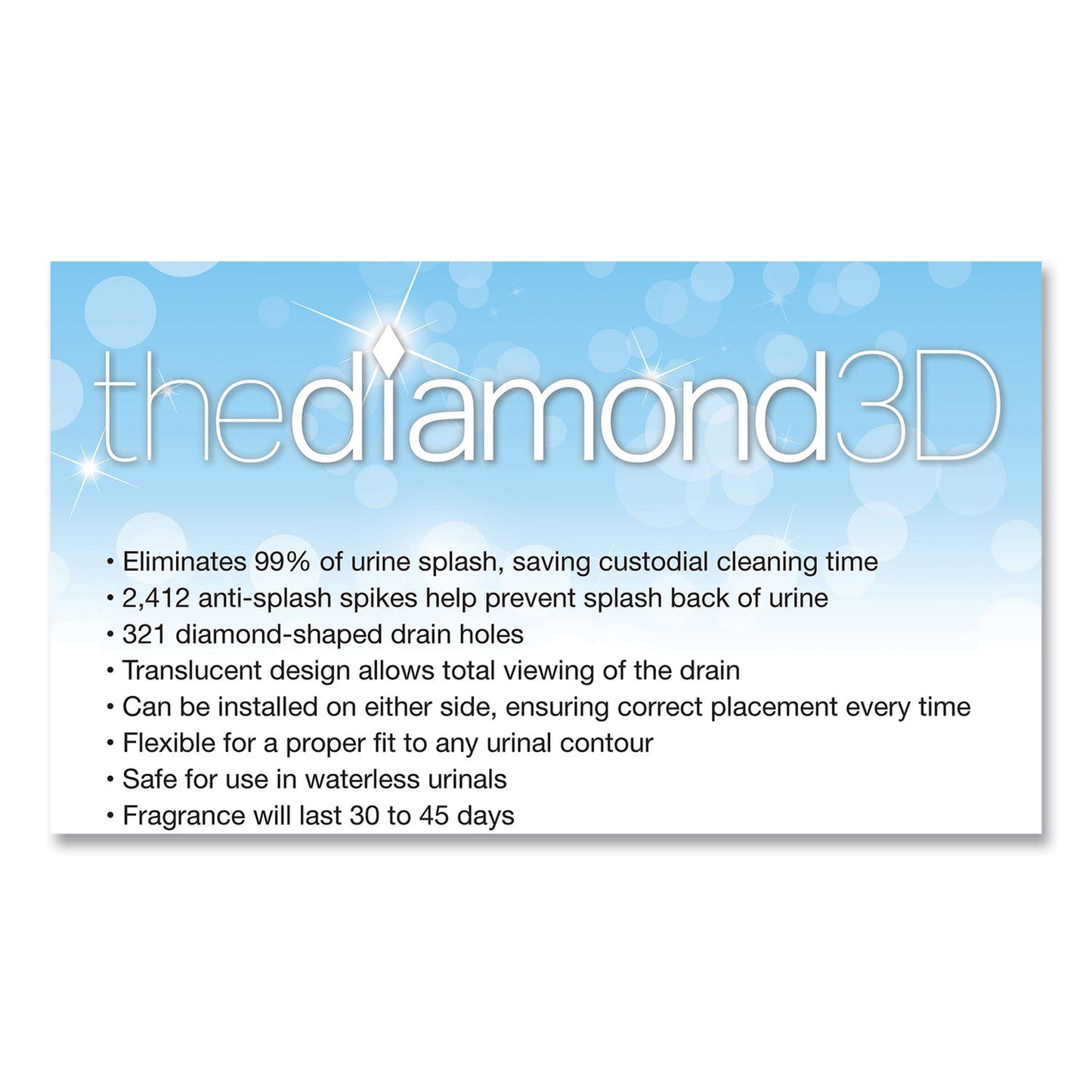 Big D Industries Diamond 3D Urinal Screen, Lavender Lace Scent, 0.13 oz, Lavender, 10/Box