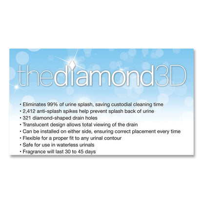 Big D Industries Diamond 3D Urinal Screen, Lavender Lace Scent, 0.13 oz, Lavender, 10/Box