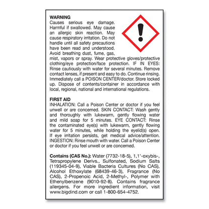 Big D Industries Enzym D Digester Liquid Deodorant, Lemon, 32 oz Bottle, 12/Carton