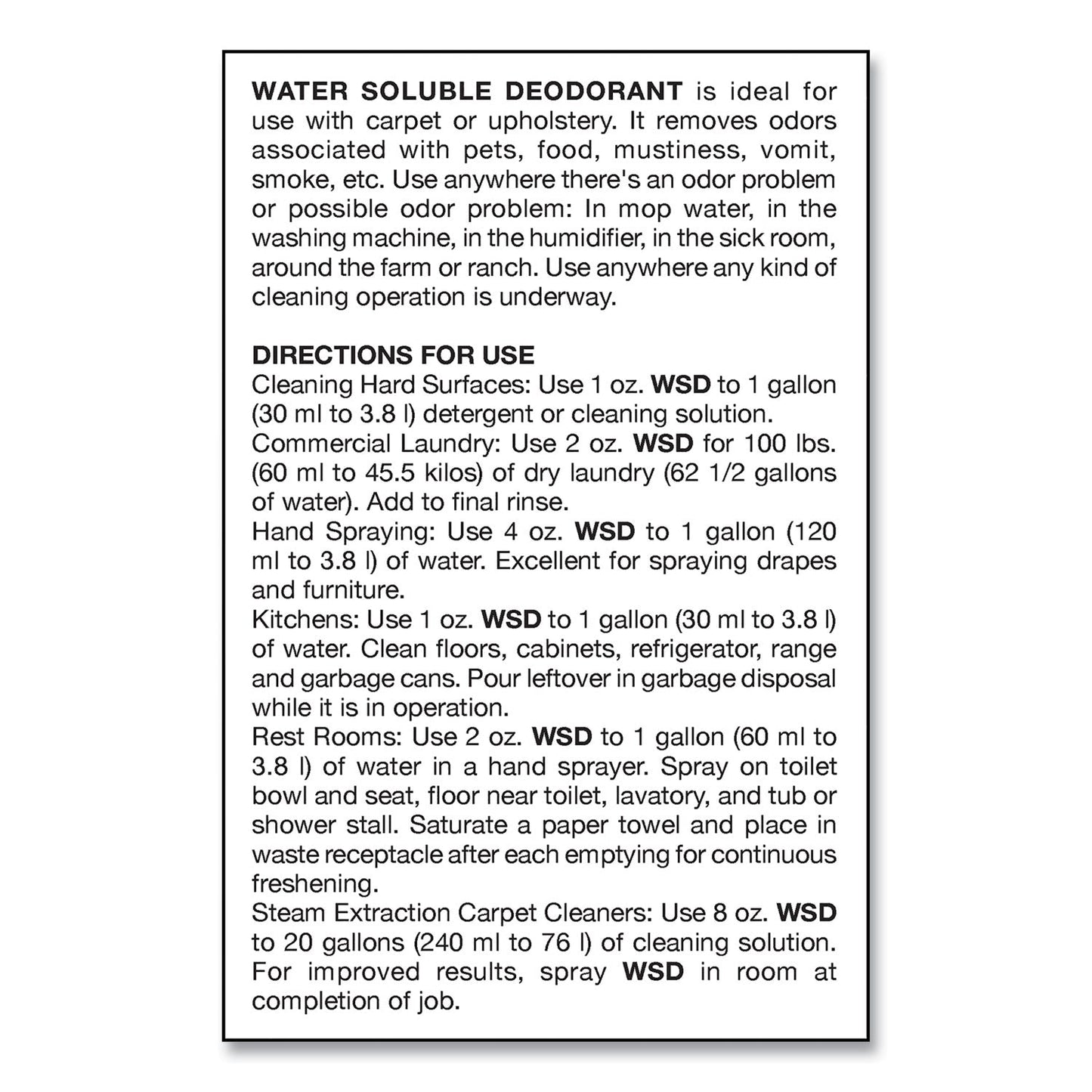 Big D Industries Water-Soluble Deodorant, Mountain Air, 32 oz Bottle, 12/Carton