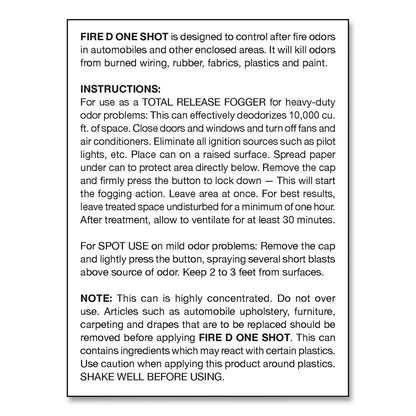 Big D Industries Fire D One Shot Aerosol, 5 oz Aerosol Spray, 12/Carton
